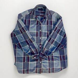 VTG 90s Womens CST BLUES Flannel With Hearts Size 1x